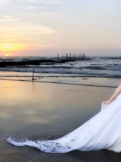 невеста, залив, вода