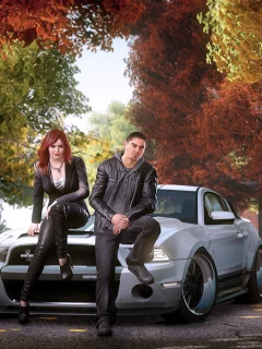 Трасса, машина, парень, девушка, игра, NFS THE RUN