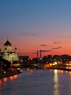 город, закат, москва, река, россия