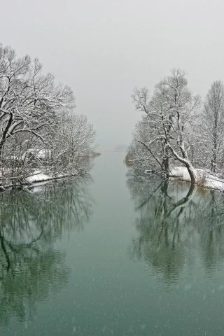 природа, реки, озера, река, зима, пейзаж