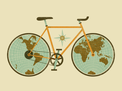 велосипед, рисунок, глобус