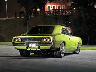 Dodge, Charger, 1968, Green, Night, Додж