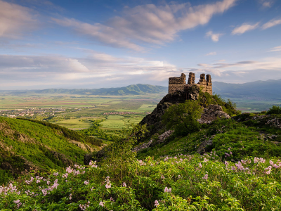 Аневско кале, Стара планина, Балканские горы, Болгария, горы, деревья, лес, цветы, небо, облака, поле, природа, пейзаж, крепость, руины