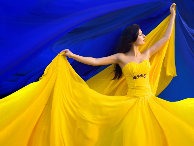 Я Русский, Украина, моя страна, девушка, платье, жёлтый, голубой