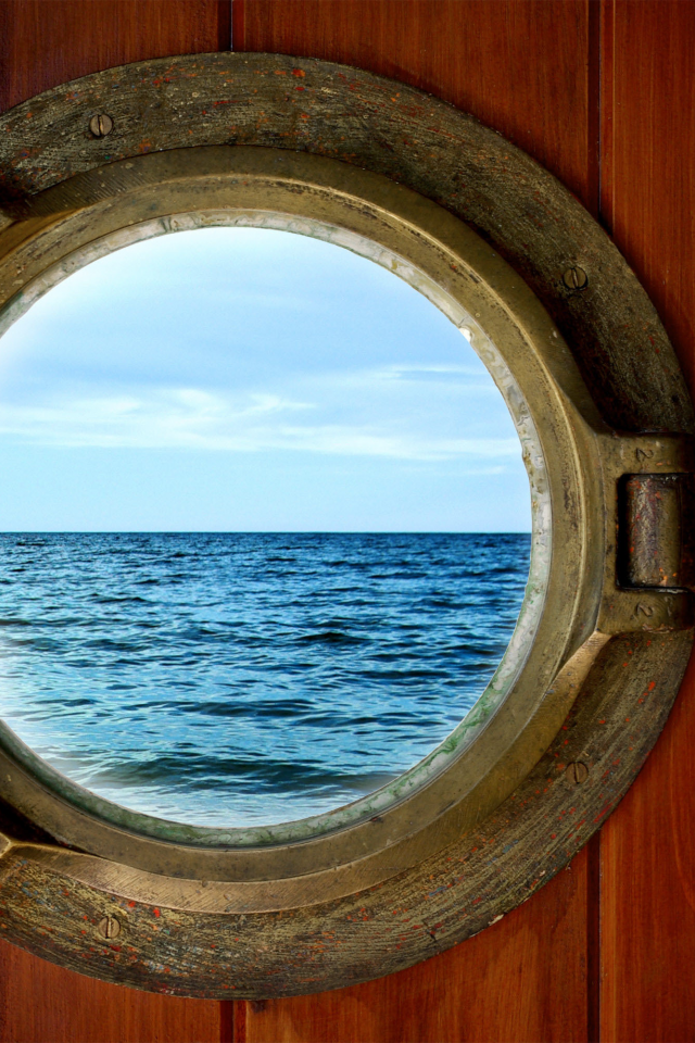 небо, стиль, волны, море, иллюминатор, porthole, коллажный