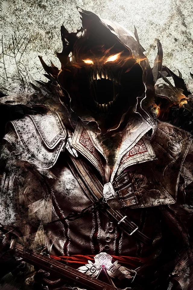 глаза, музыка, пояс, assassin, оружие, капюшон, disturbed, игра