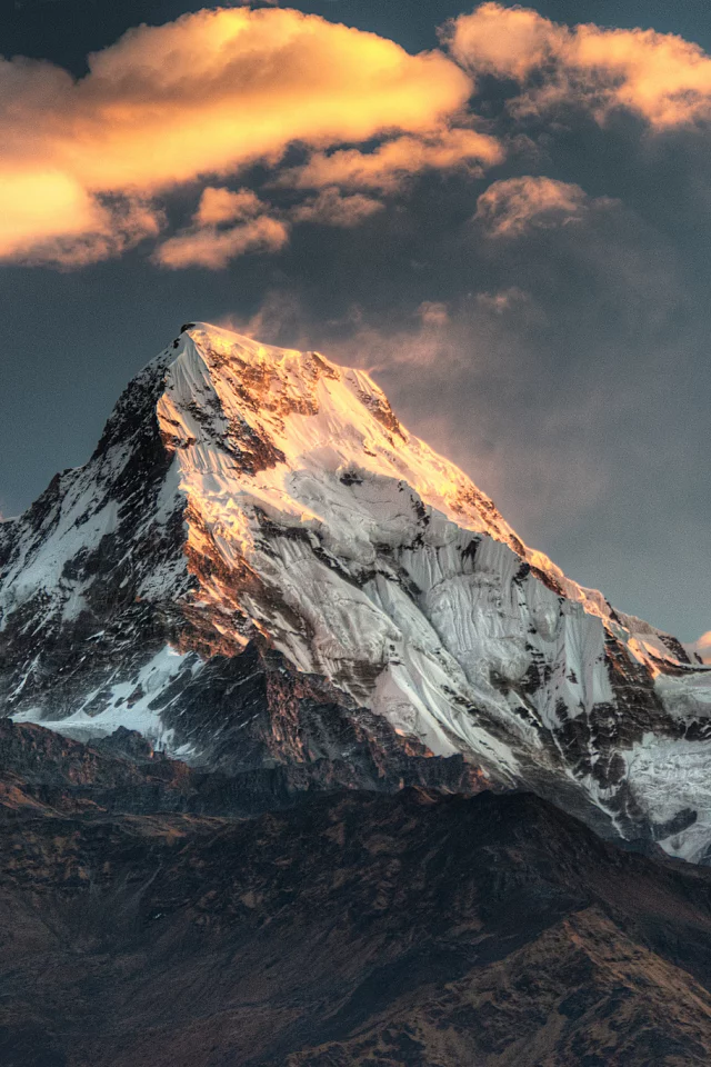 nepal, poon hill, снег, вершина, гора