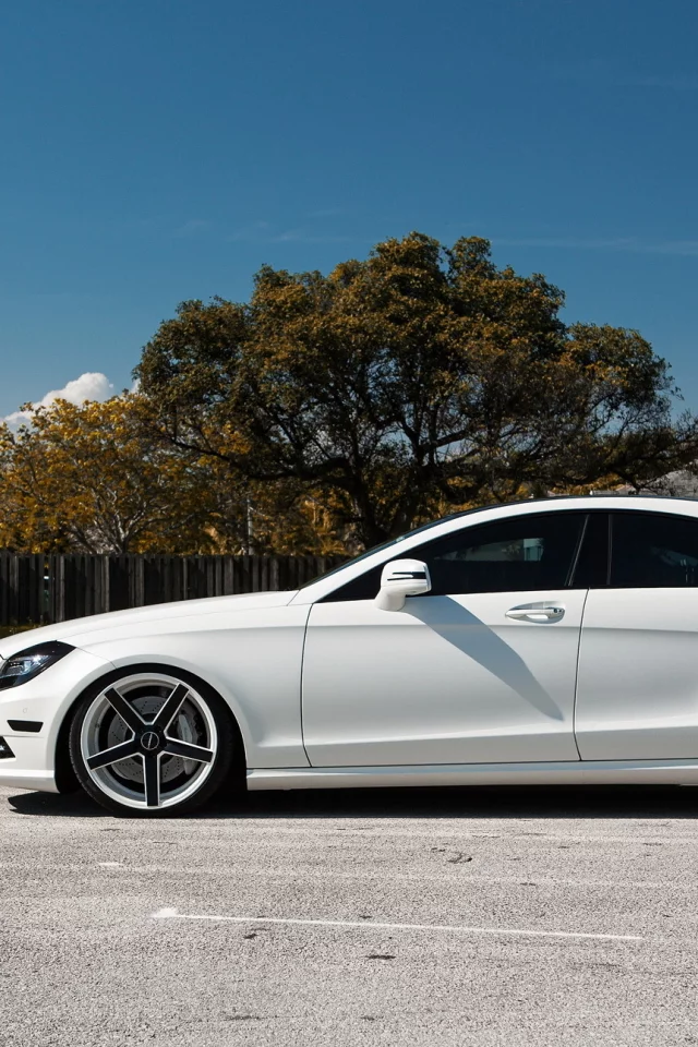 mercedes, white, вид сбоку, matte, cls 550, tuning