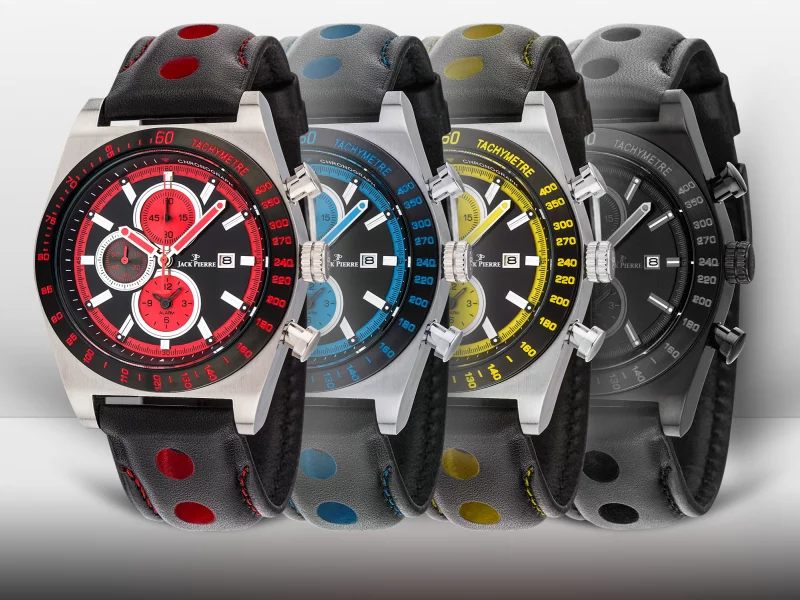 watch, red, yellow, blue, black, jack pierre