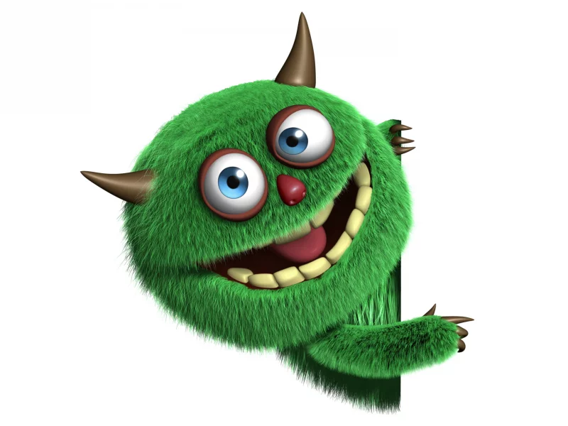 fluffy, funny, monster, face, cute, 3d