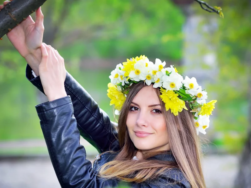 куртка, венок, девушка