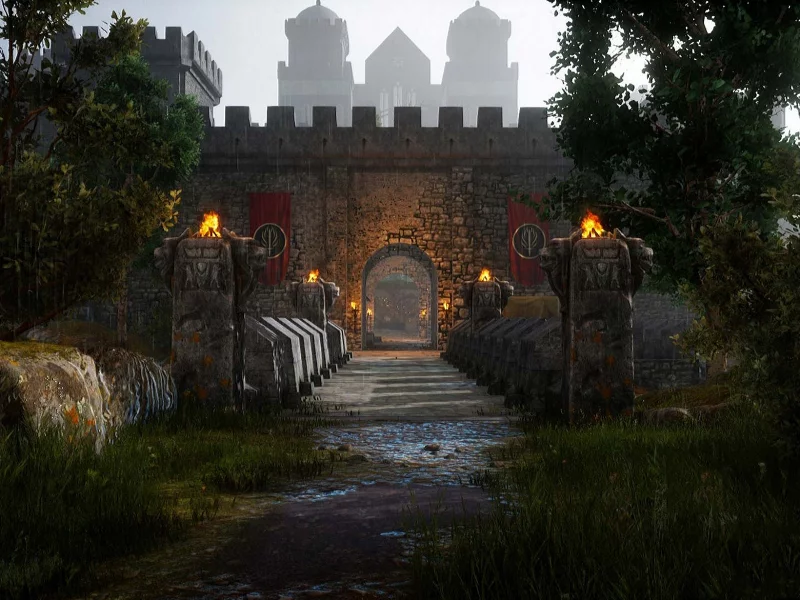 Лес, замок, дорога, игра, Dragon Age Inkvisition.