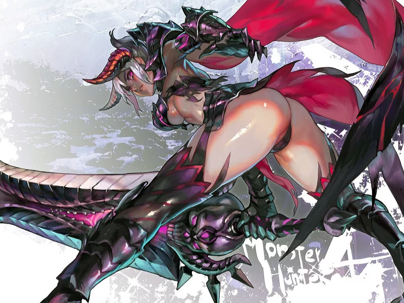 Девушка, аниме, рисунок, афиша, игра, Monster Hunter4