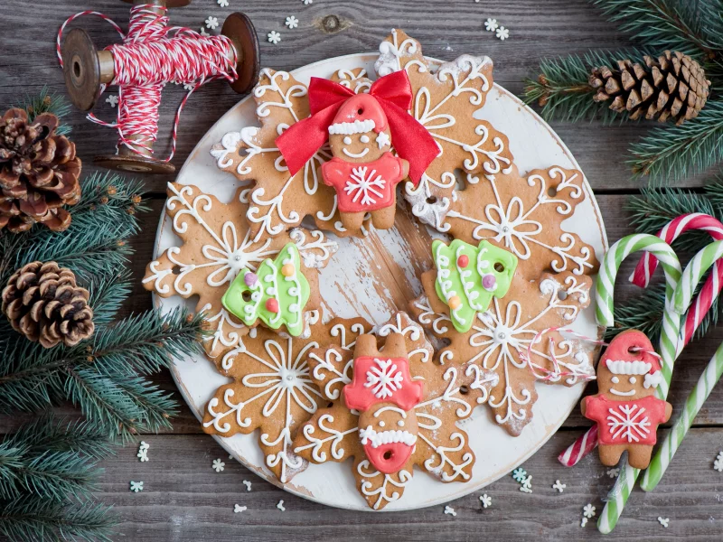фигурки, человечки, печенье, new year, снежинки, еда, christmas