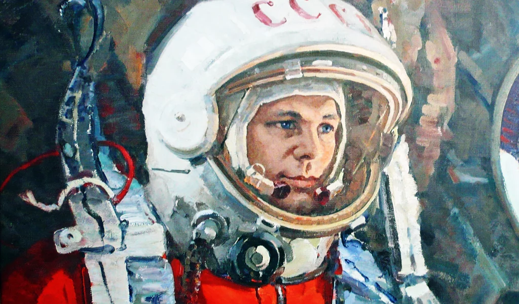 Юрий, Гагарин, человек, космонафт, скафандер, СССР, картина, живопись