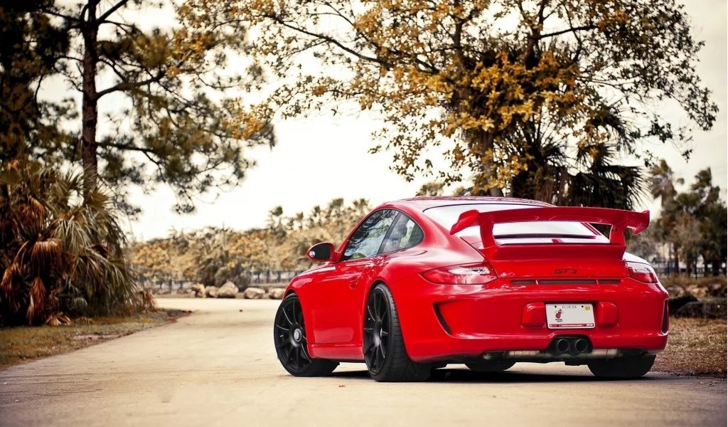 porsche, красный