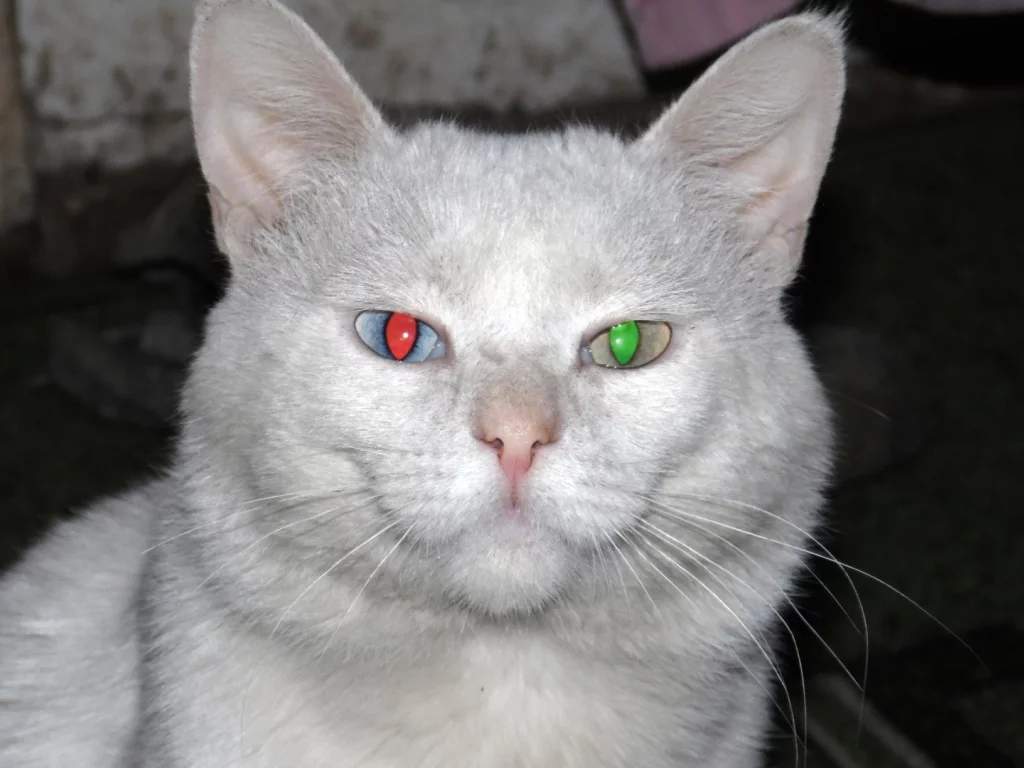кот, белый, глаза, разные