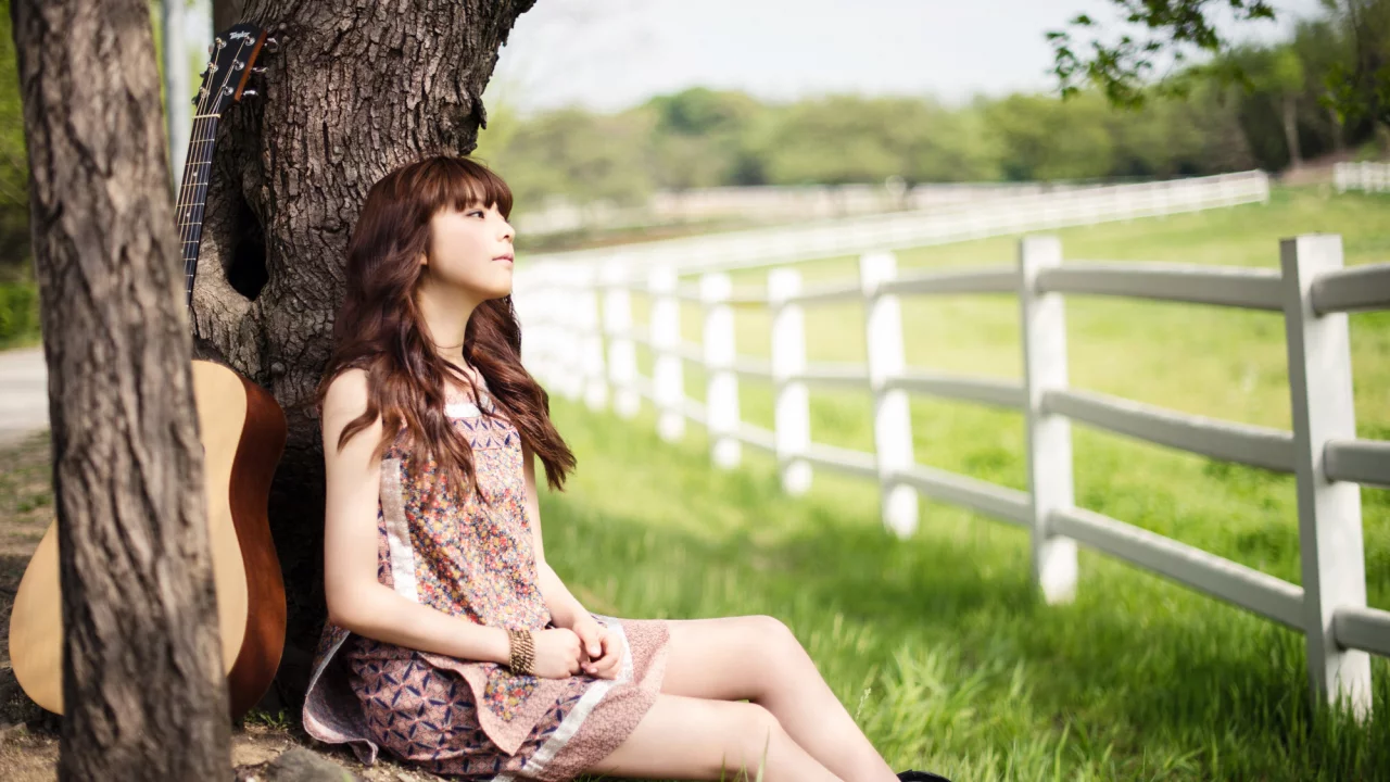 k-pop, южная корея, музыка, девушка, juniel, природа, гитара