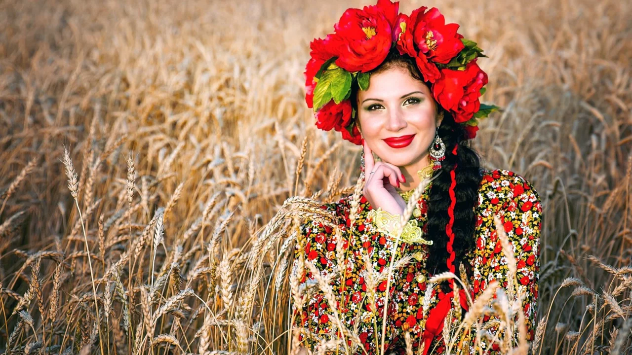 пшеница, девушка, венок