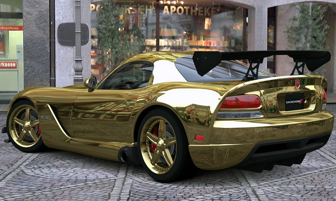 Брусчатка, машина, цвет брызги шампанского, Dodge Viper ACR Concept