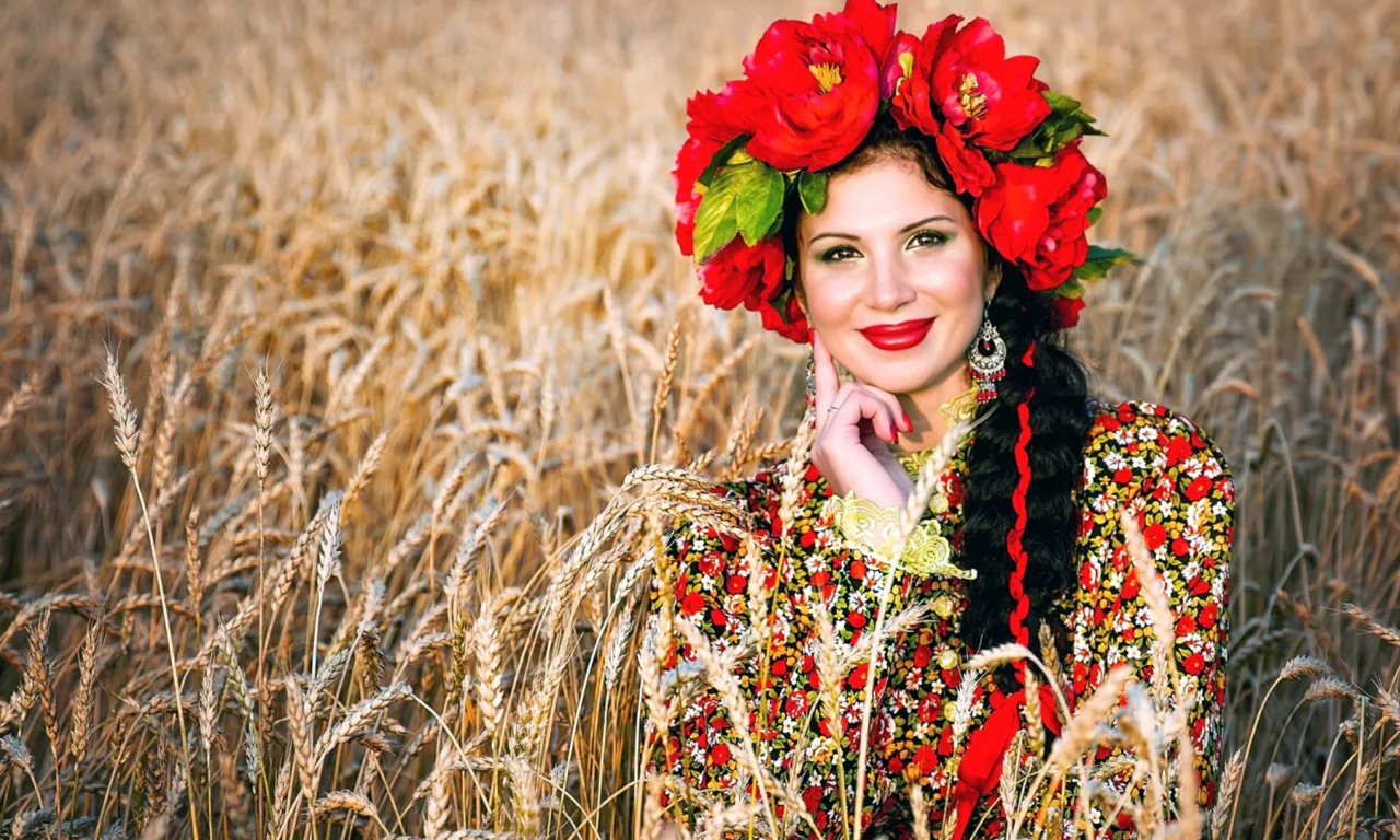 пшеница, девушка, венок