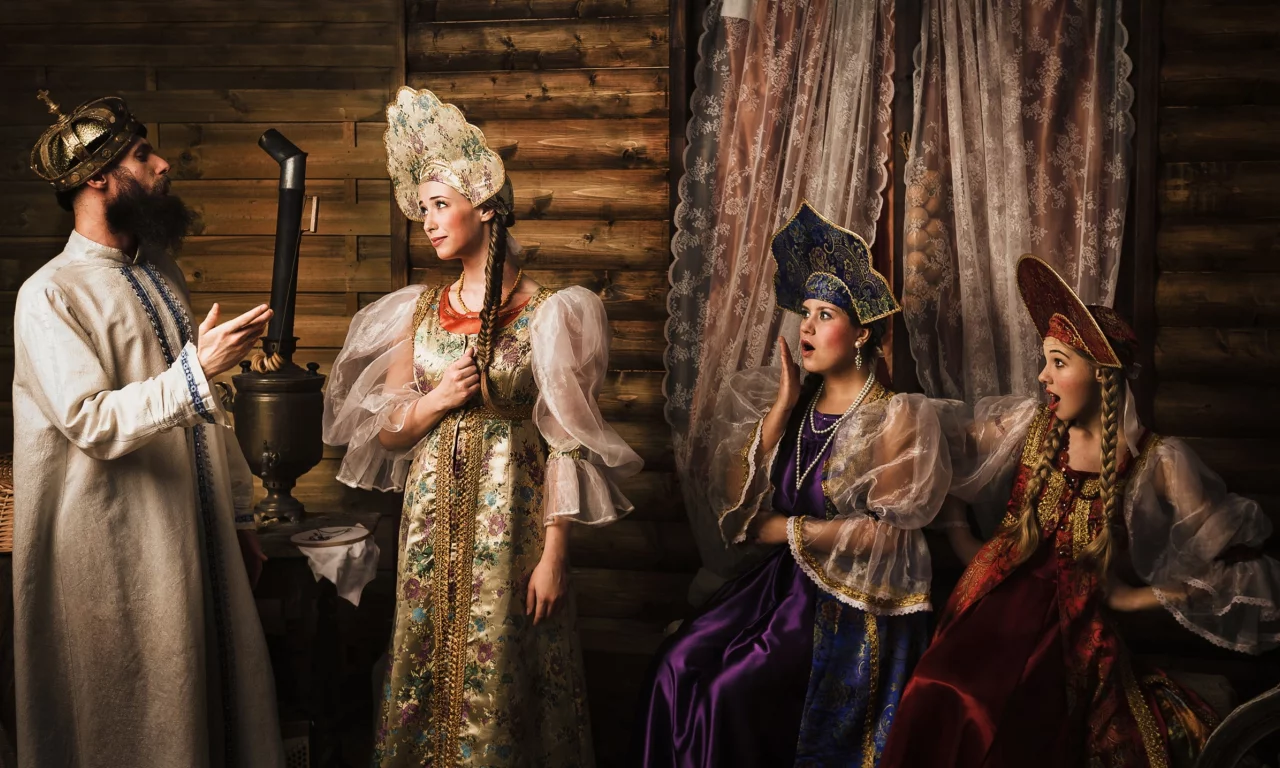 три девицы, встреча, царь, сказка