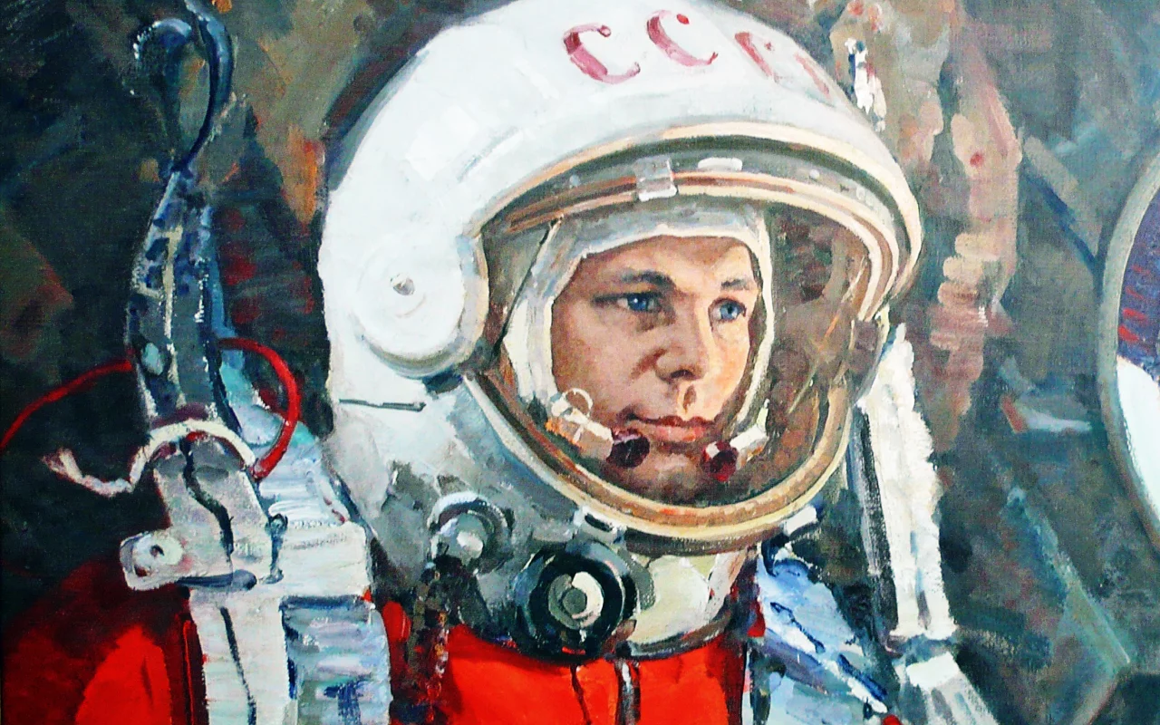 Юрий, Гагарин, человек, космонафт, скафандер, СССР, картина, живопись