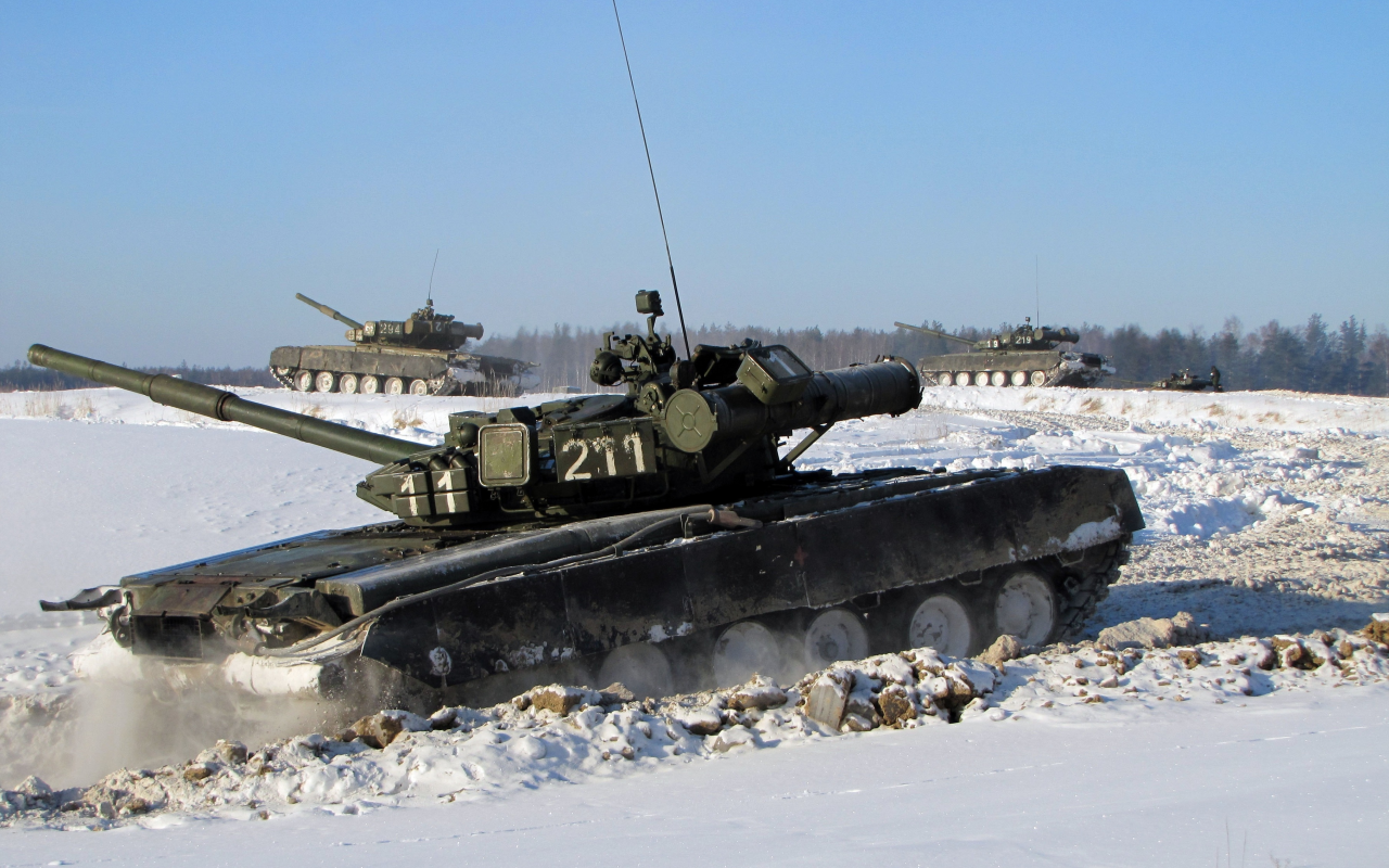 снег, зима, россия, танк, т-80 бв