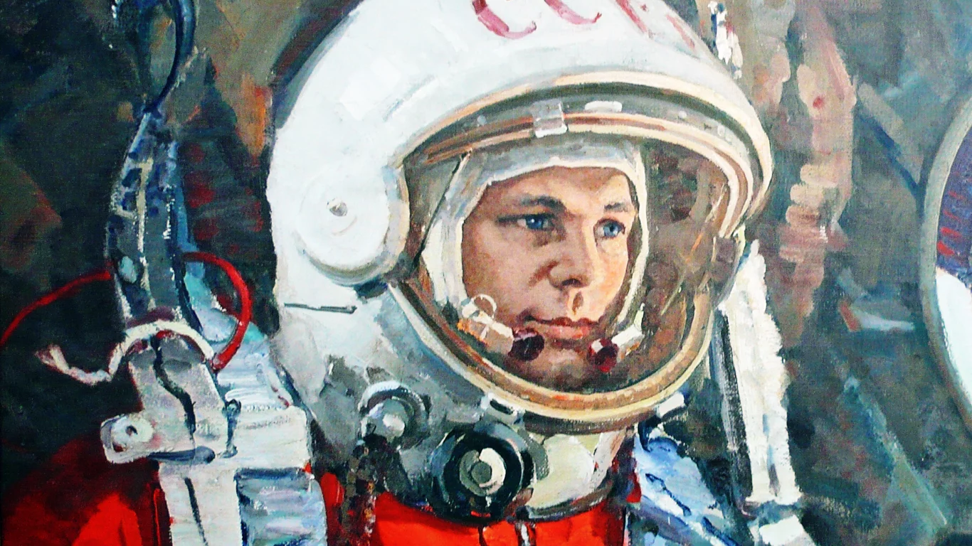 Юрий, Гагарин, человек, космонафт, скафандер, СССР, картина, живопись