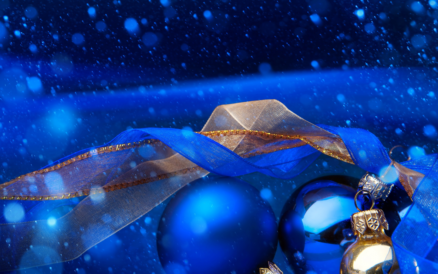 шары, new year, зима, новый год, синий, ленты, снег
