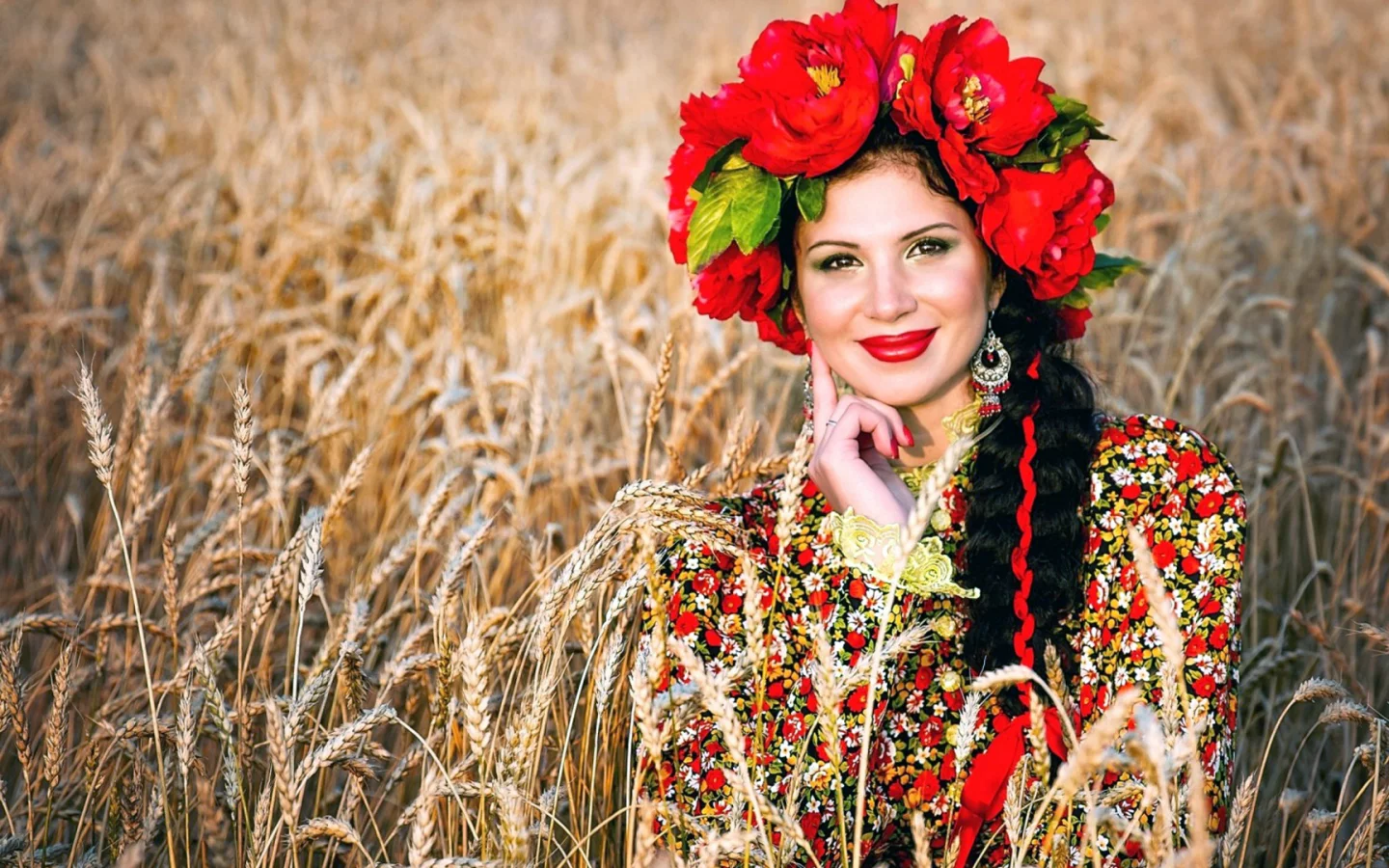 пшеница, девушка, венок