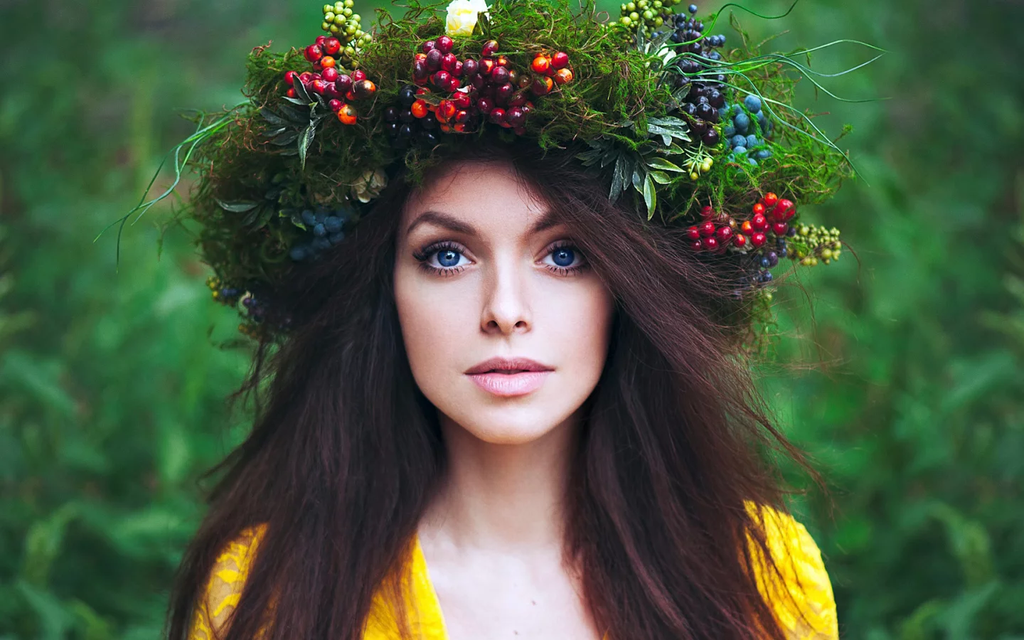 девушка, платье, венок