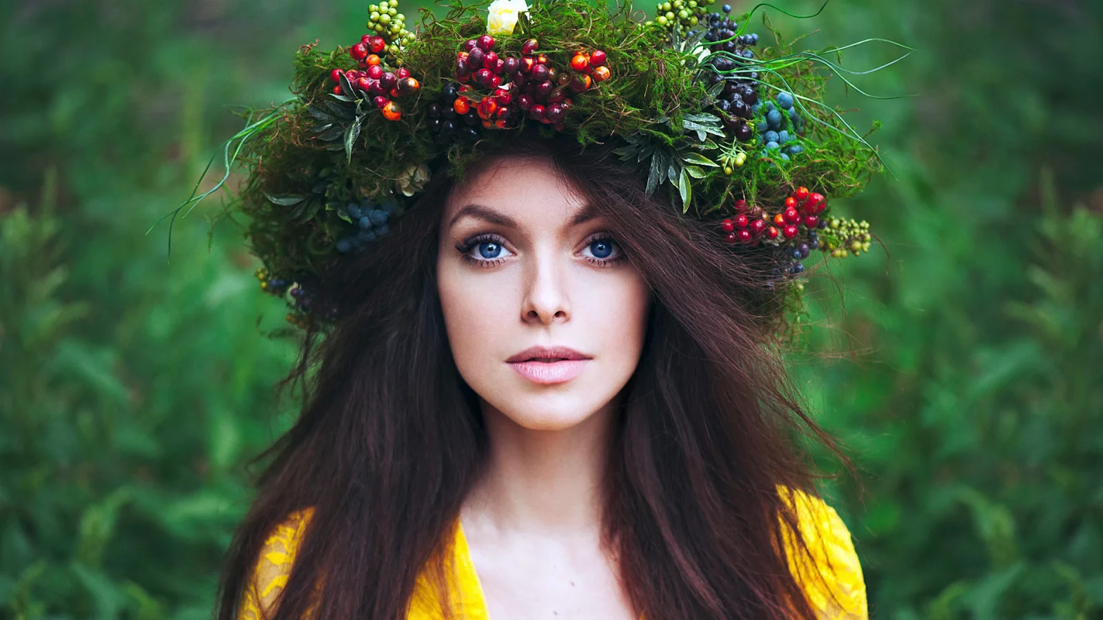 девушка, платье, венок