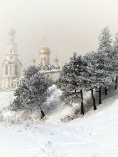 церковь, сургут, зима, храм
