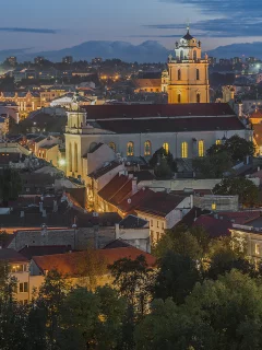 вильнюс, центр, старый город, вечер, огни, освещение