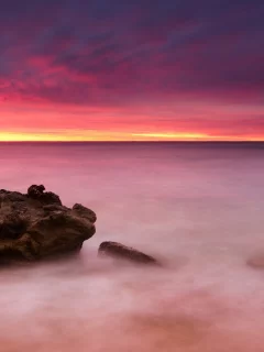розовый, природа, пейзаж, море, обои, небо, фон, камни