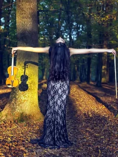 девушка, скрипка, музыка