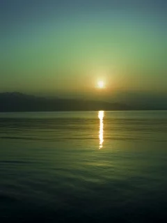  закат, солнце, море, горы