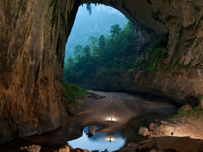 природа, пещера, горы, скалы, лес, песок, вода, люди, Вьетнам