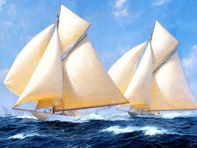 картина, корабль, яхты, j. steven dews, бурное море, волны