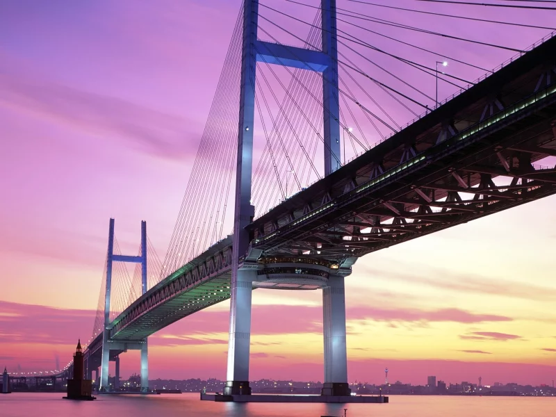 япония, город, yokohama, йокохама, мост