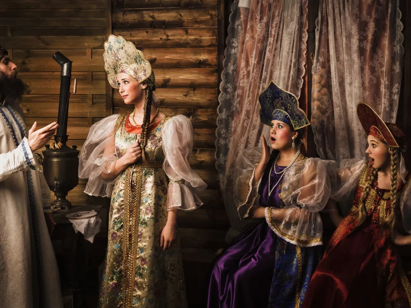 три девицы, встреча, царь, сказка