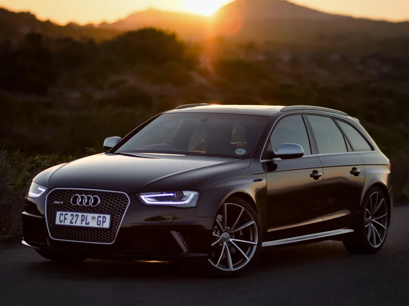 audi, закат, авто, машина, дорога