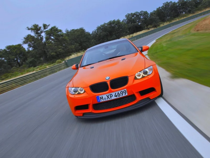 в движении, оранжевый, машина, m3, бмв, bmw