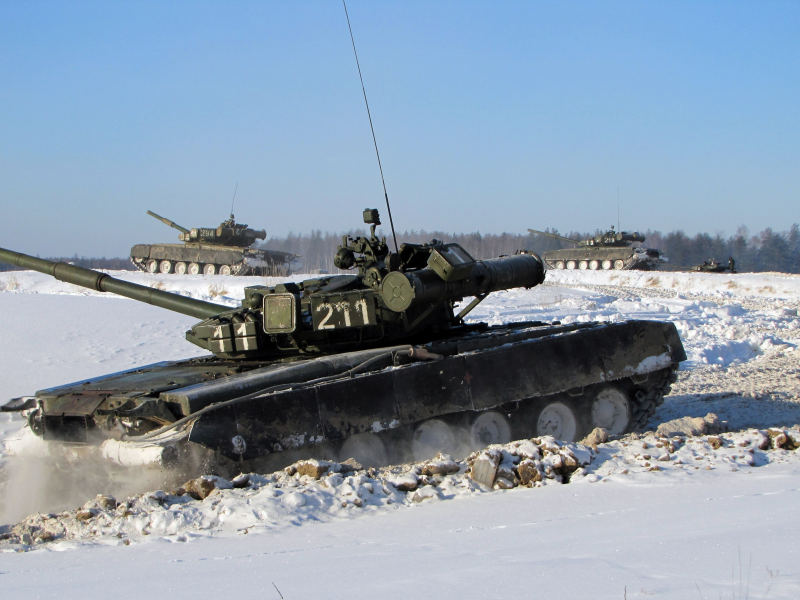 снег, зима, россия, танк, т-80 бв