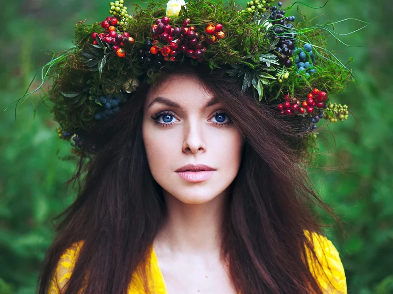 девушка, платье, венок