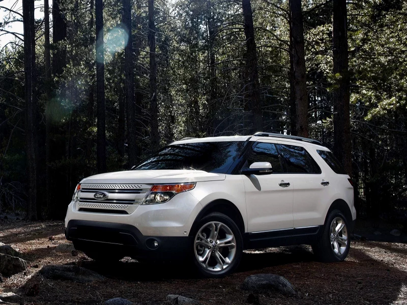 Лес, Солнце, камни, хвоя, авто, Ford, внедорожник.