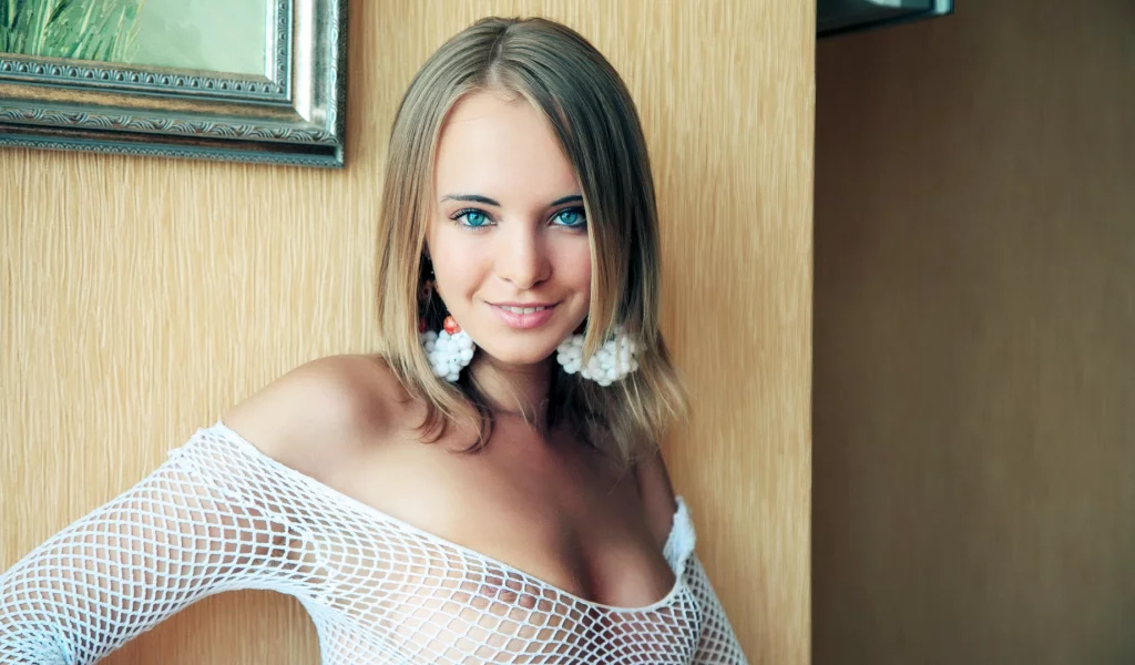 девушка, серги, глаза