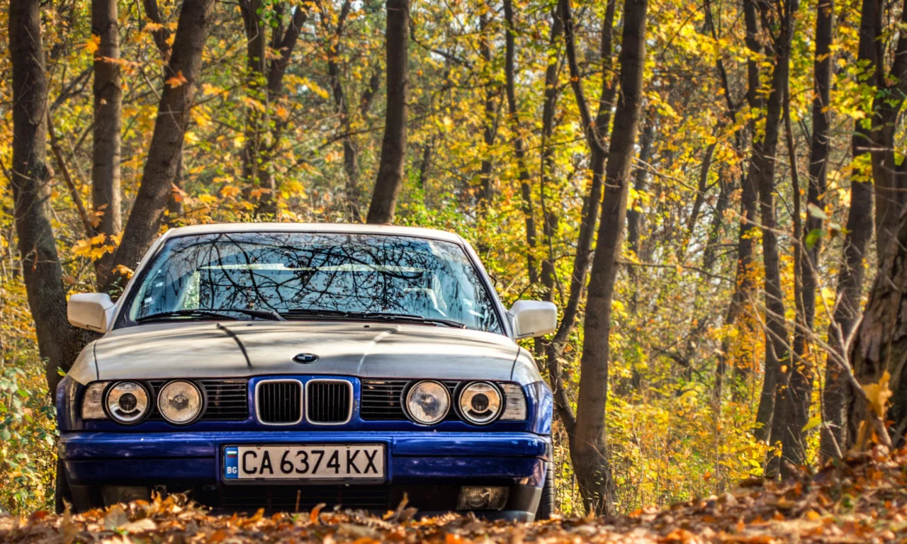 классика, фары, 525, bmw, e34, тюнинг, осень, листья, бмв