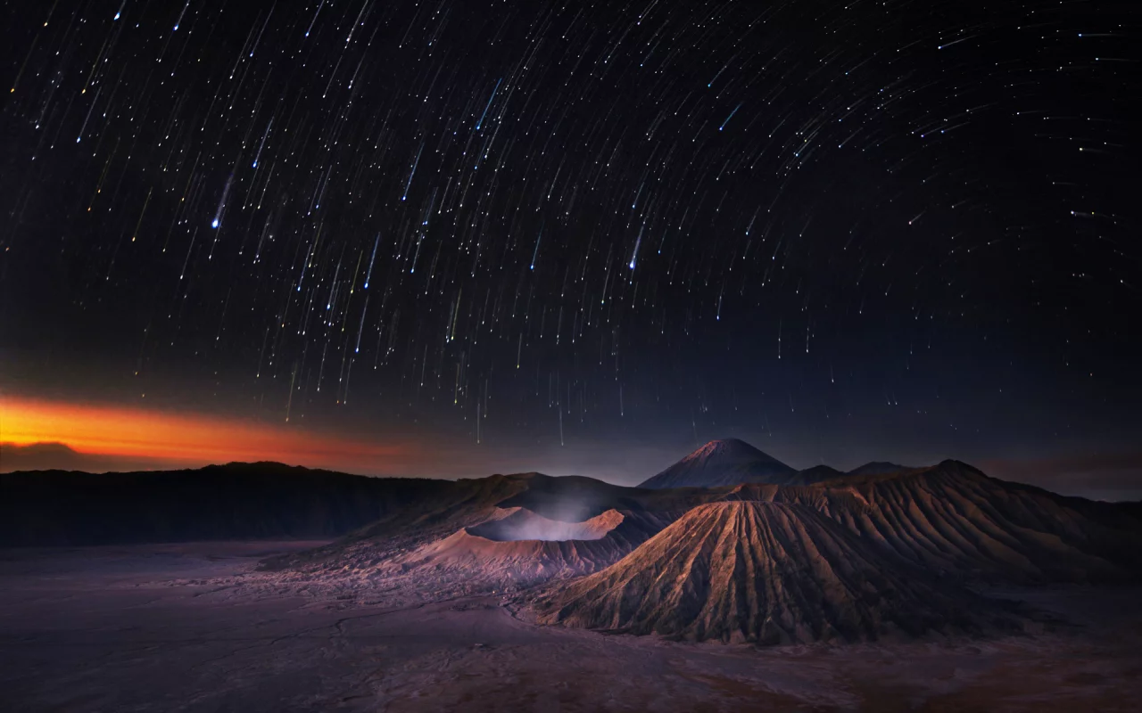 space, звездопад, night, universe, sky, shooting stars, stars, звезды, mountains